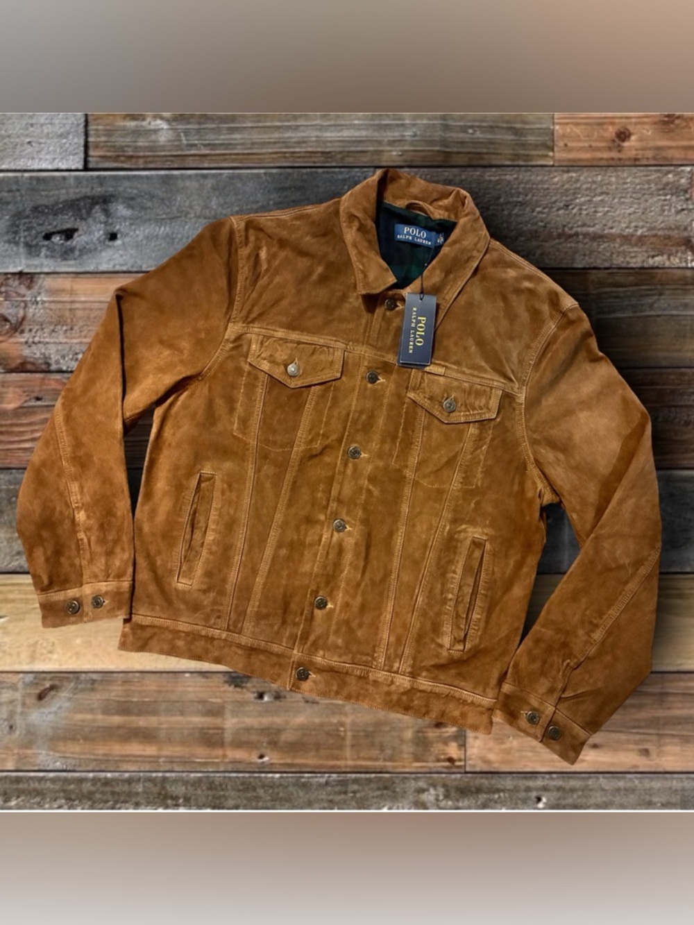POLO RALPH LAUREN FLANNEL LINED SUEDE JACKET- SIZE LARGE MSRP $698